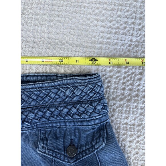 Free People Women's Denim Braided Waist Bohemian A-Line Mini Skirt Size 0 - Picture 3 of 6